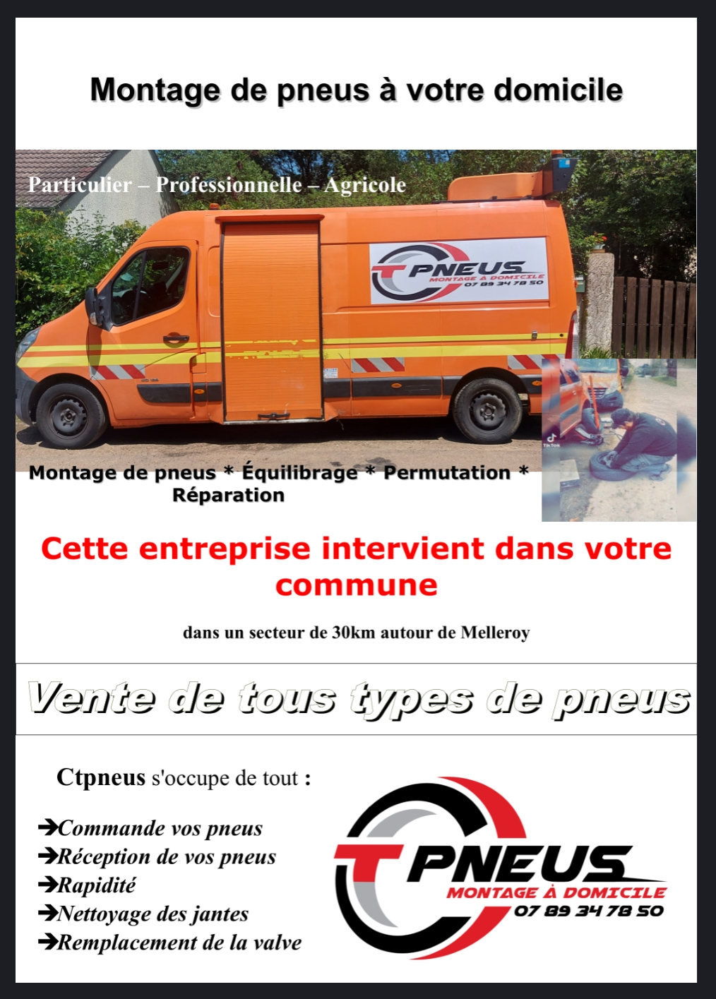 Ctpneus45 montage de pneus à domicile