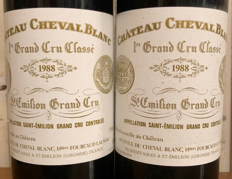 Lot de 2 Bouteilles Château Cheval Blanc,Saint-Émilion,1988