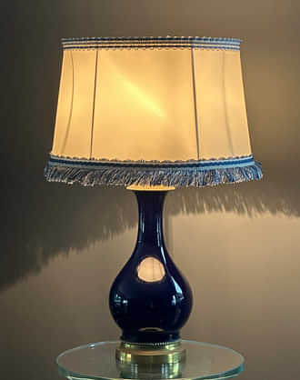 Lampe Bronze Porcelaine Bleu De Sevres Epoque XIXeme