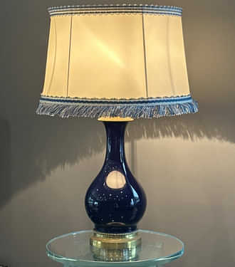 Lampe Bronze Porcelaine Bleu De Sevres Epoque XIXeme