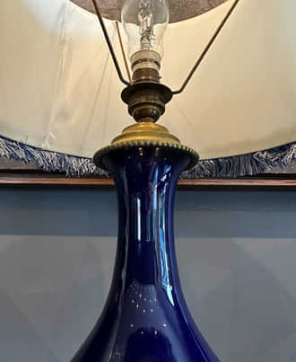 Lampe Bronze Porcelaine Bleu De Sevres Epoque XIXeme