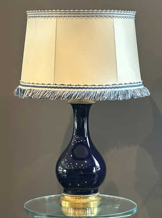 Lampe Bronze Porcelaine Bleu De Sevres Epoque XIXeme