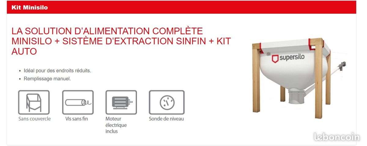 Kit mini silo 350 kg (vis sans fin, contrôleur, sonde de niveau inclus)