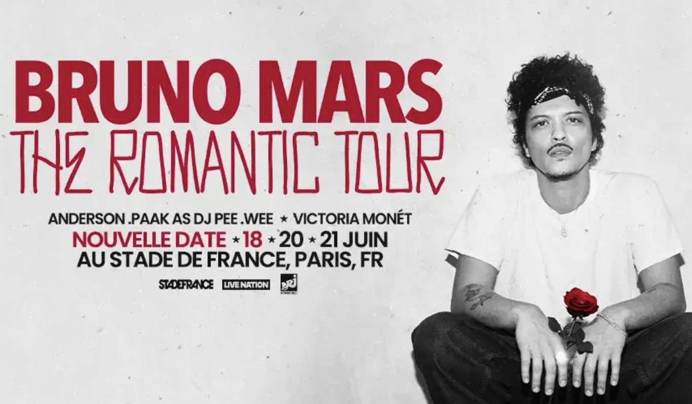 Places de concert BRUNO MARS – Stade de France – 18, 20 et 21/06/2026