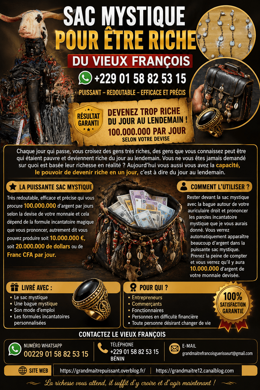 ✨🙏 MAÎTRE PUISSANT FRANÇOIS 🙏✨ 🔮 GRAND MÉDIUM SPIRITUEL TRADITIONNEL 🔮+229 01 58 82 53 15