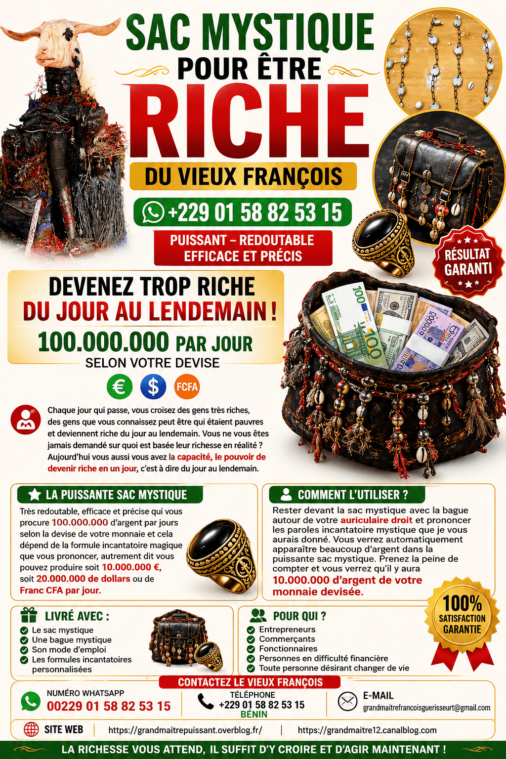 ✨🙏 MAÎTRE PUISSANT FRANÇOIS 🙏✨ 🔮 GRAND MÉDIUM SPIRITUEL TRADITIONNEL 🔮+229 01 58 82 53 15